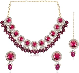 Gold-Plated Pink Crystal Jewelry Set for Women