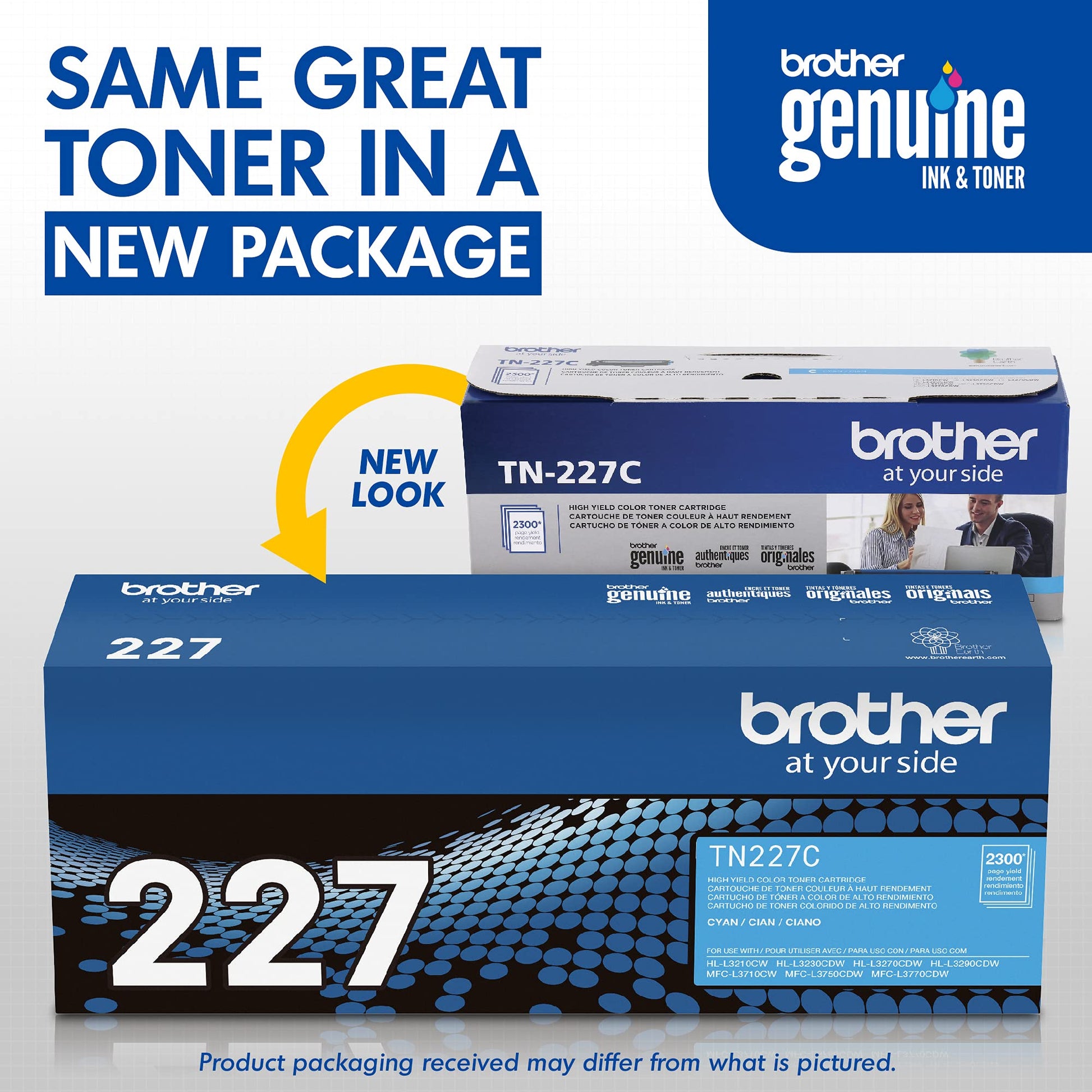 Genuine TN227C, High Yield Toner Cartridge, Replacement Cyan Toner, Page Yield Up to 2,300 Pages, TN227, Dash Replenishment Cartridge