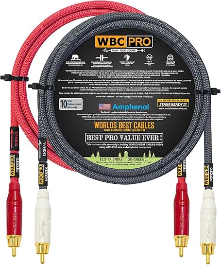 6 Foot RCA Audio Cable Pair with Gold Plugs
