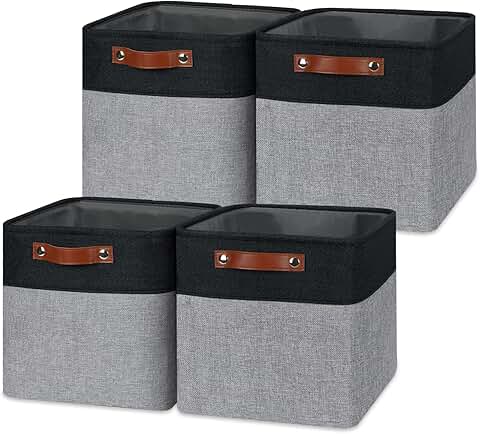 Set of four collapsible fabric storage baskets with handles