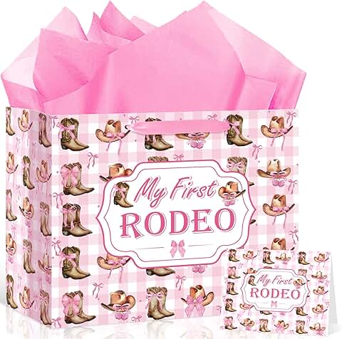 Pink Cowgirl First Birthday Gift Bag Set