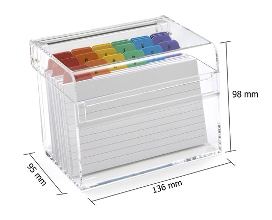 Small Clear Acrylic Index Box with Divider Tabs