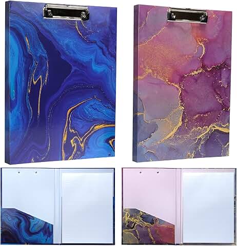 Marble Designer Printed Clipboard Portfolio with Interior Pocket