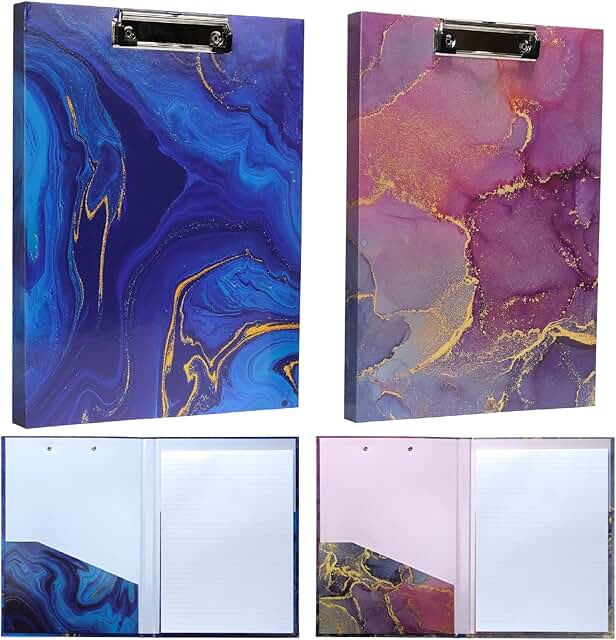 Marble Designer Printed Clipboard Portfolio with Interior Pocket