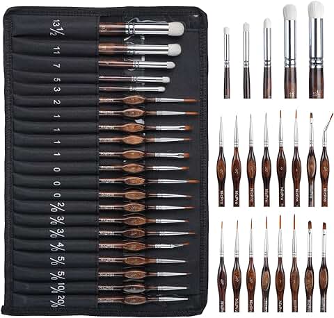 Miniature Paint Brush Set with Cloth Roll
