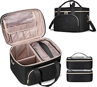 Large Travel Makeup Bag with Pouches and Dividers