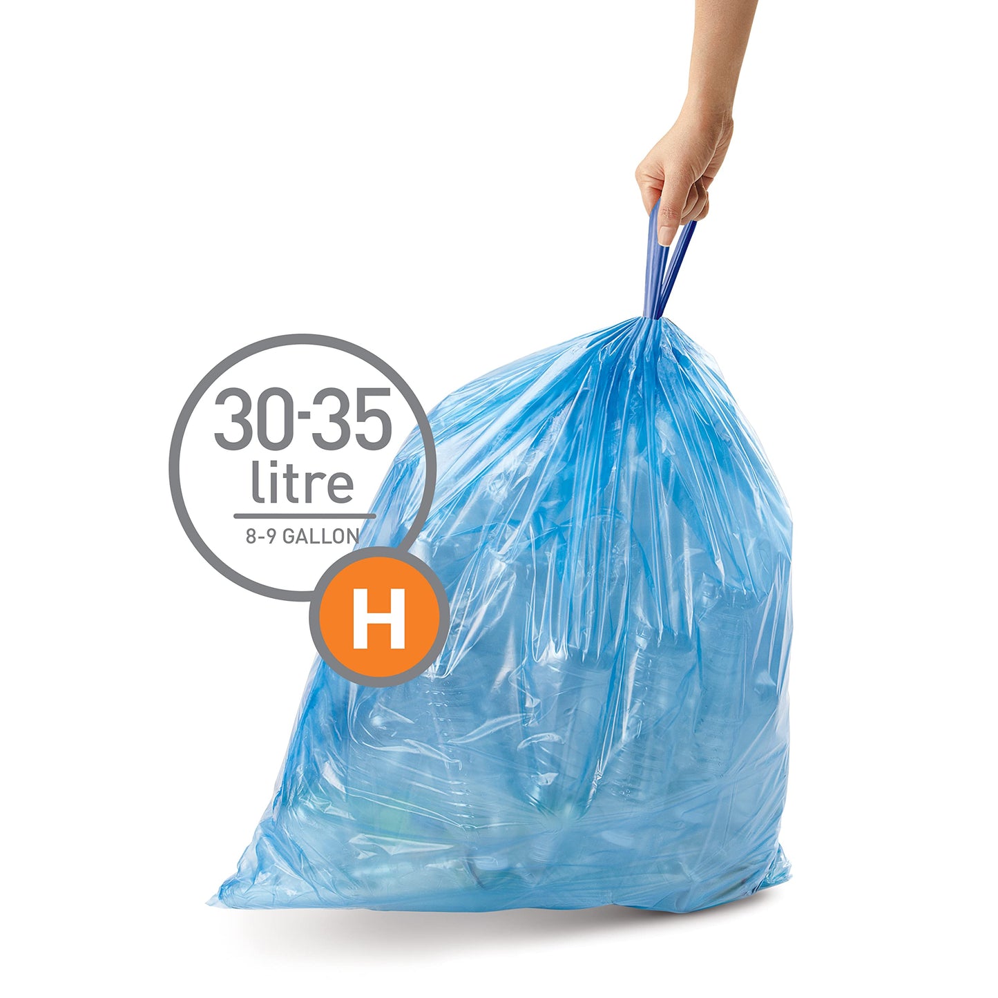 Code H Custom Fit Dr string Trash Bags in Dispenser Packs, 60 Count, 30-35 Liter  8-9.2 lon, Blue
