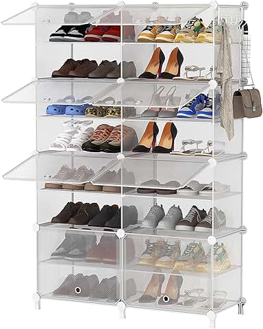 8-Tier Shoe Rack with Door for Closet and Entryway