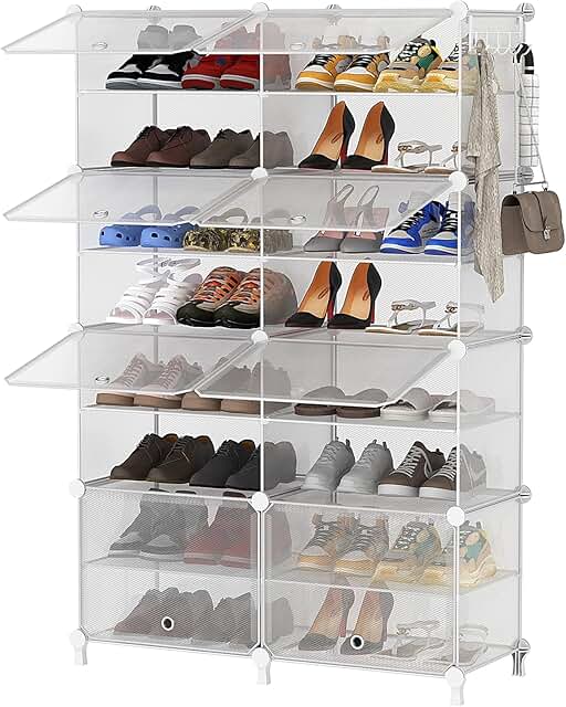 8-Tier Shoe Rack with Door for Closet and Entryway