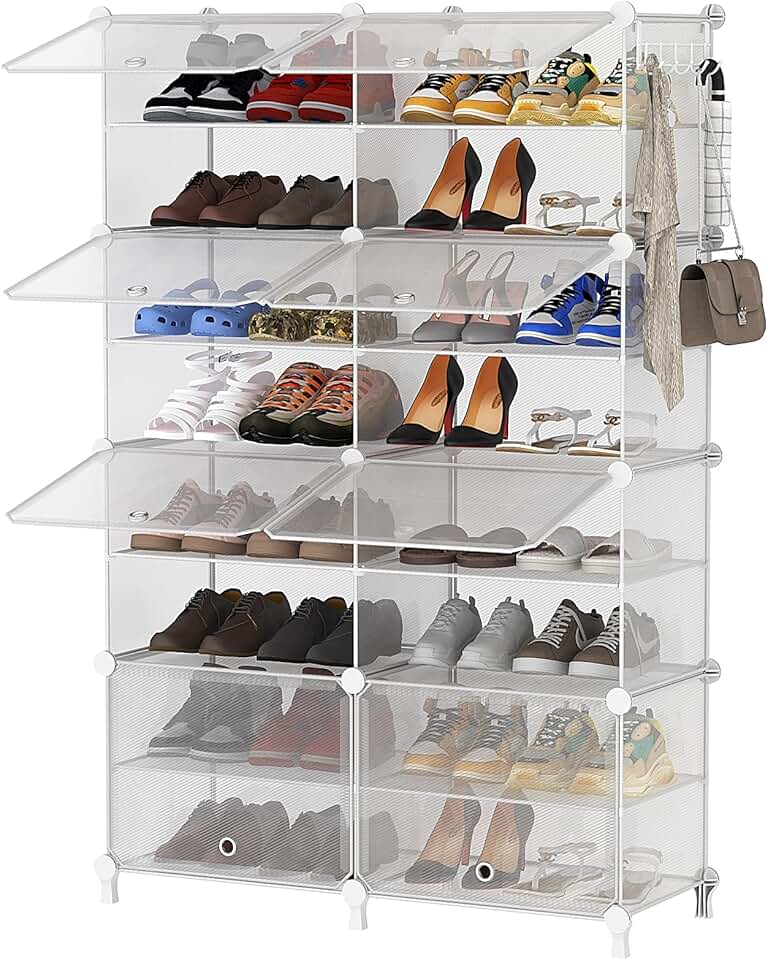 8-Tier Shoe Rack with Door for Closet and Entryway