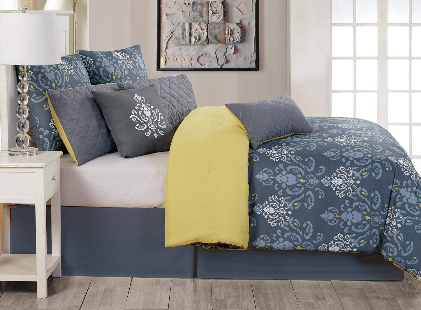 Lucienda Comforter Set, Grey-Green