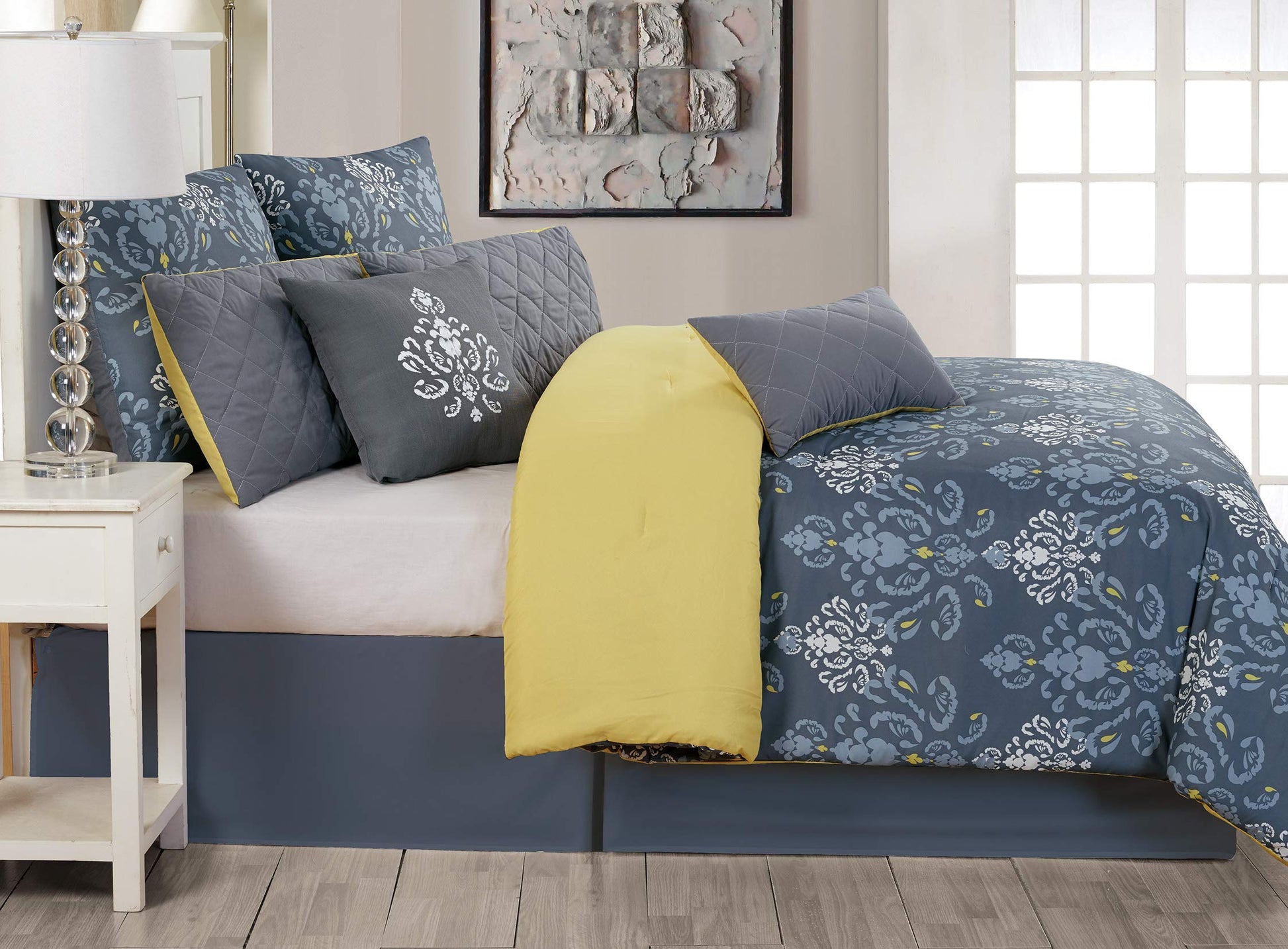 Lucienda Comforter Set, Grey-Green