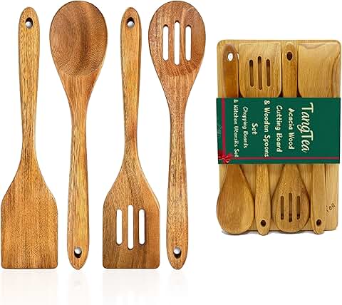 4-Piece Wooden Cooking Utensil Set with Bamboo Cutting Board