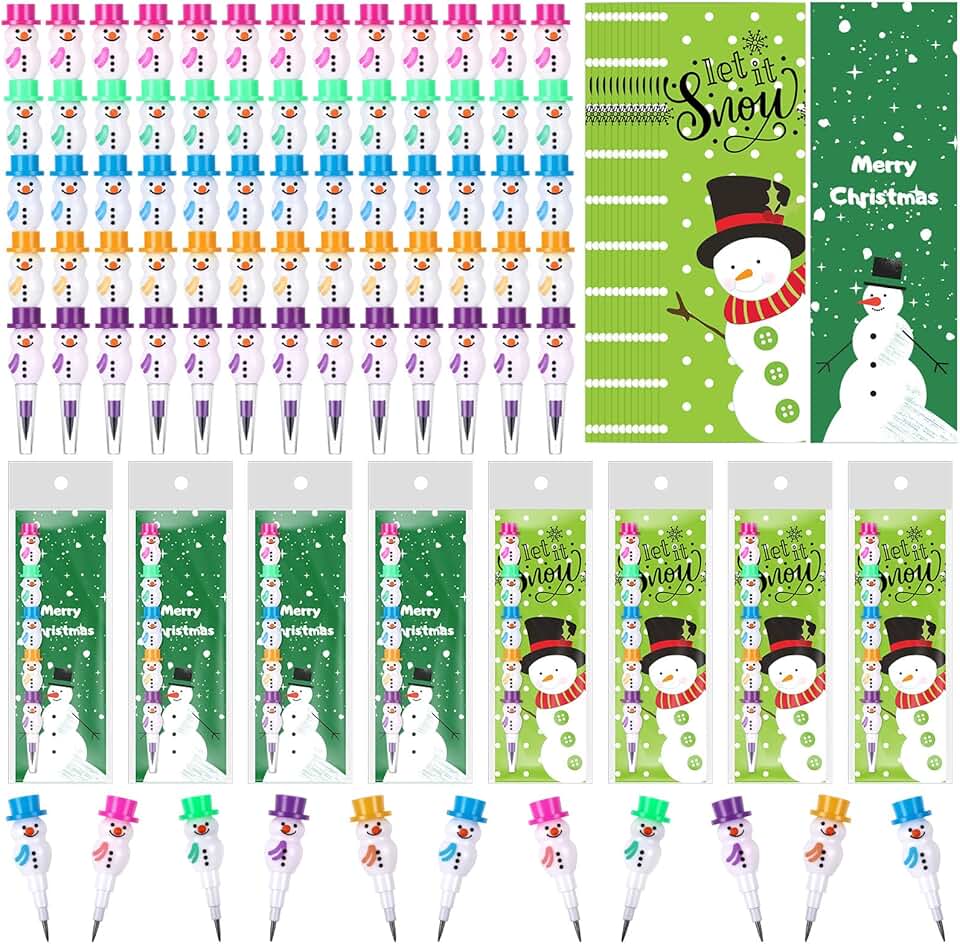 24 Stackable Snowman Pencils with Holiday Cards