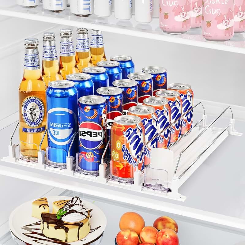 Adjustable Fridge Drink Organizer for 25 Cans