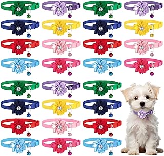 100 Floral Dog Collars with Bells and Bows