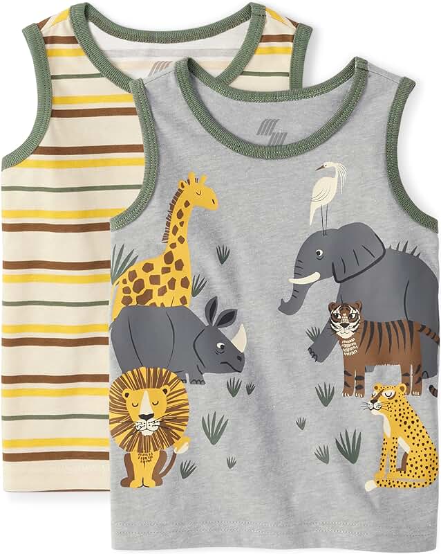Two Pack of Baby Toddler Boys Graphic Tank Tops