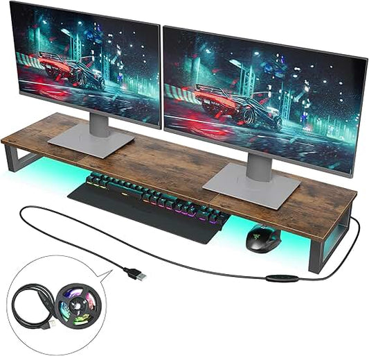 Large 37.7" Dual LED Monitor Stand with RGB Lights
