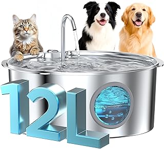 Large Dog Water Fountain with Stainless Steel Bowl