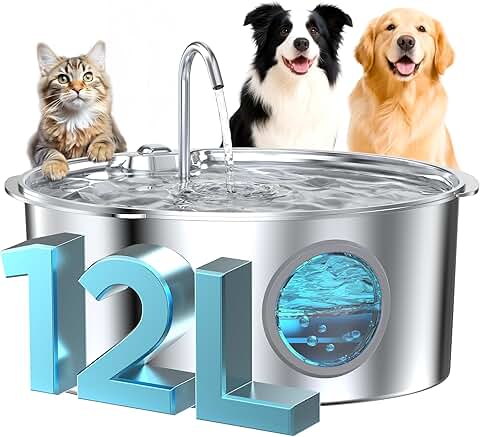 Large Dog Water Fountain with Stainless Steel Bowl