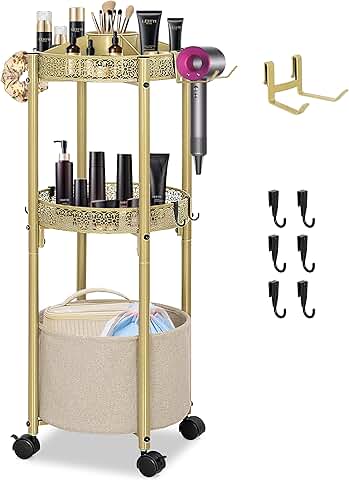 Three-Tier Makeup and Hair Dryer Storage Cart