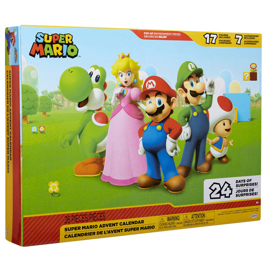Nintendo Advent Calendar Holiday Calendar with 17 Articulated 2.5 Action Figures  7 Accessories, 24 Day Surprise Countdown with Pop-Up Environment  Exclusive]