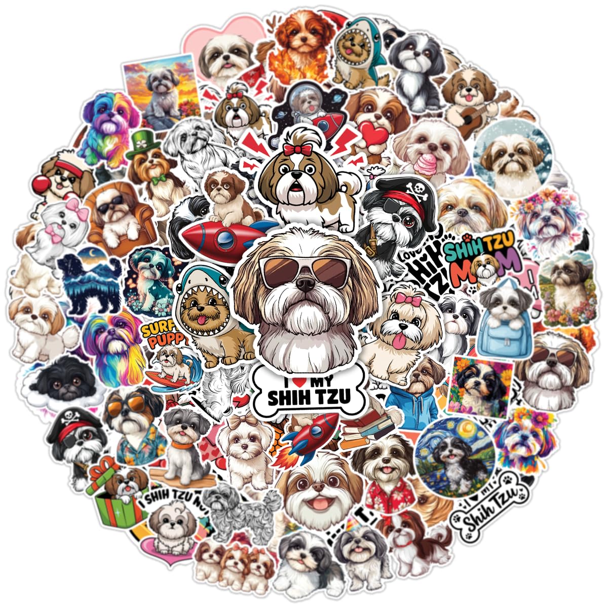 100 Shih Tzu Stickers for Water Bottles and More