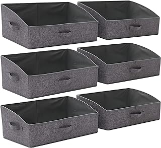 Six Large Foldable Fabric Storage Bins with Handles