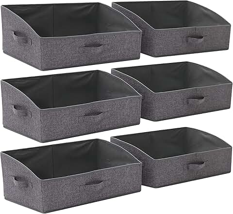 Six Large Foldable Fabric Storage Bins with Handles