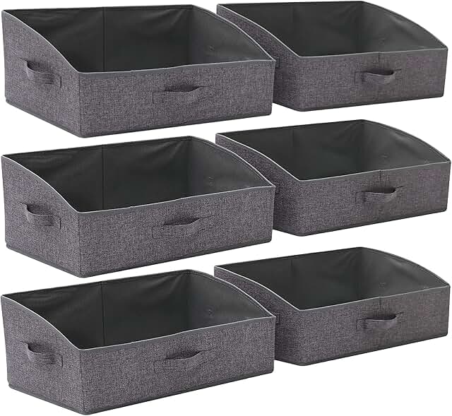 Six Large Foldable Fabric Storage Bins with Handles