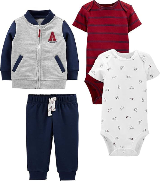 Baby Boy's 4-Piece Jacket, Pant, and Bodysuit Set
