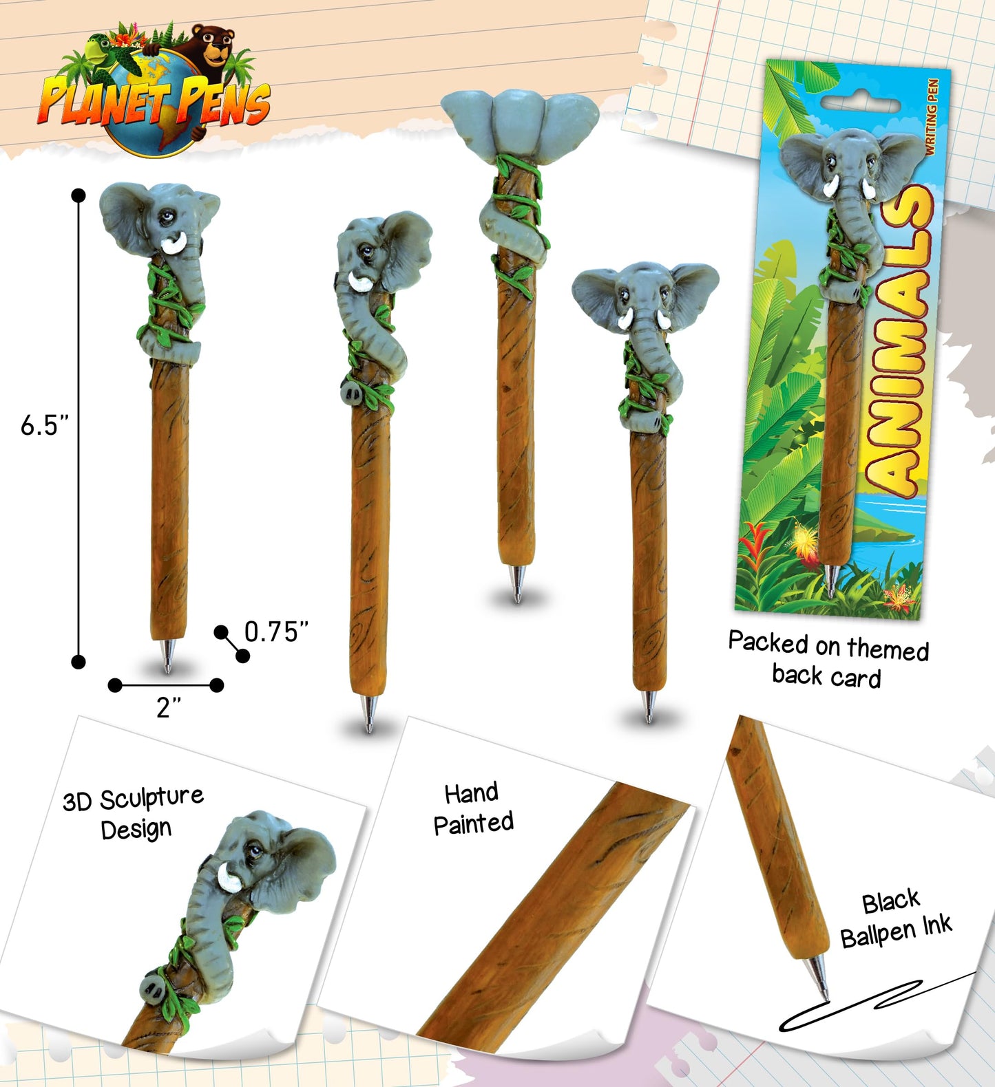 Elephant Resin Pen for Kids and Office Use