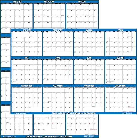 Large 32x48 Navy Wall Calendar, Erasable and Reversible