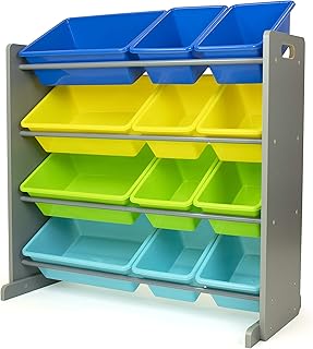 Kids Toy Storage Organizer with 12 Bins in Multiple Colors
