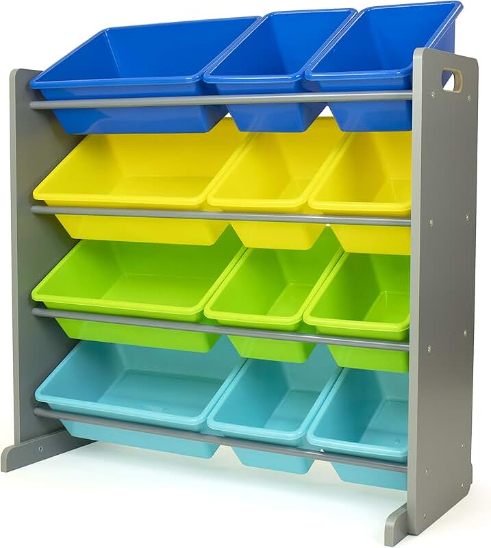 Kids Toy Storage Organizer with 12 Bins in Multiple Colors