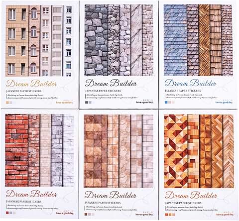 60 Pcs Dream Builder Washi Paper Stickers for Scrapbooking