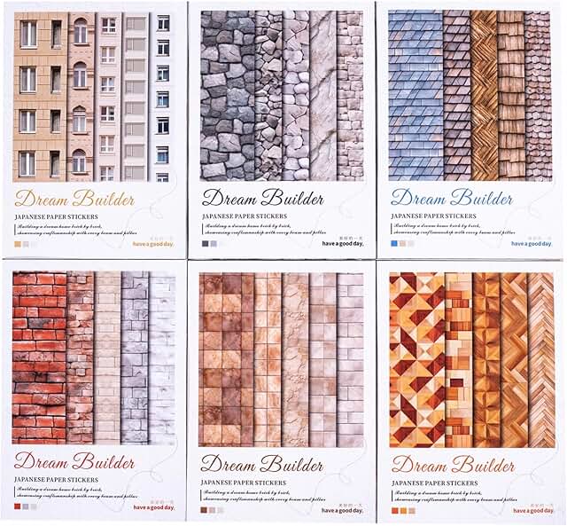 60 Pcs Dream Builder Washi Paper Stickers for Scrapbooking