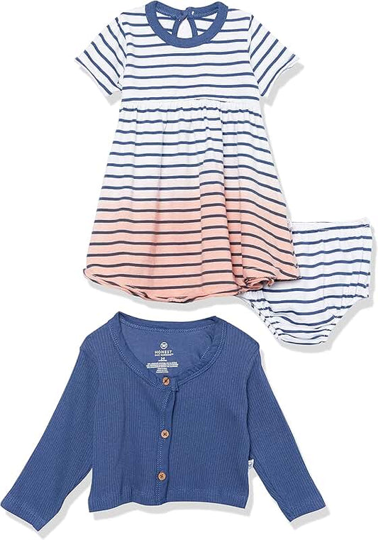 Baby Girl Flutter Sleeve Dress and Cardigan Set