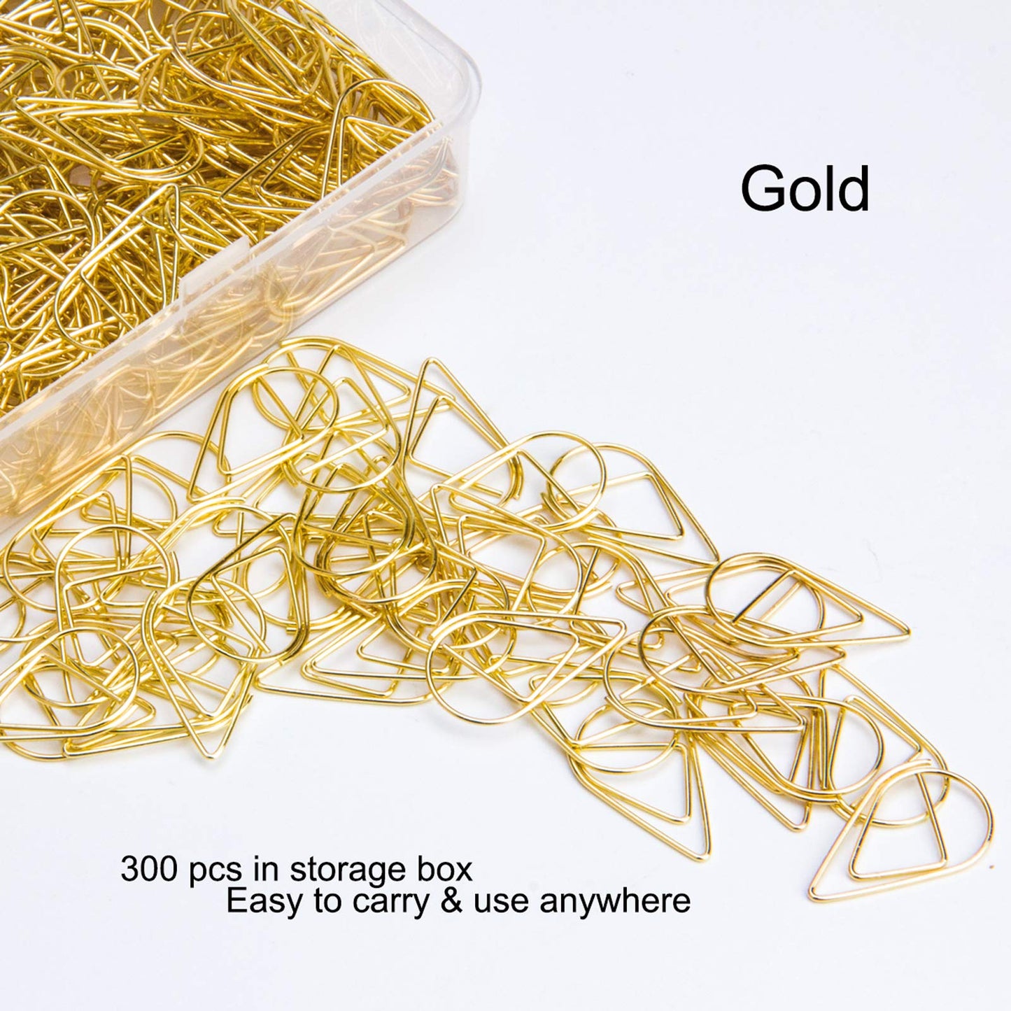 300 Gold Drop-Shaped Paper Clips for Office and Crafts