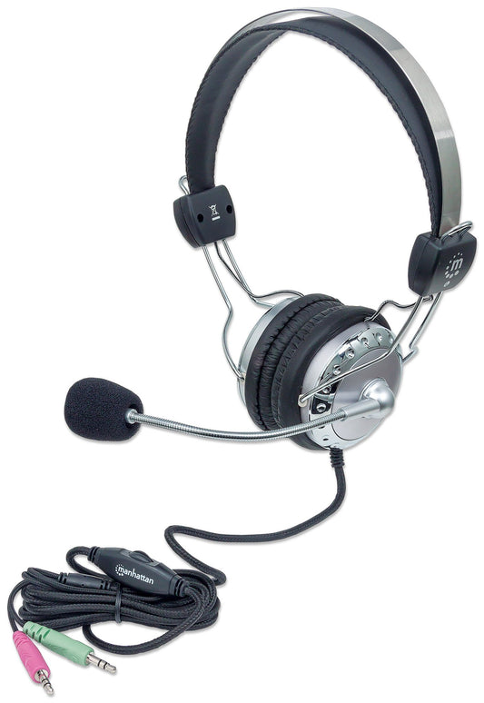 Stereo headset with flexible mic and 8 ft cable
