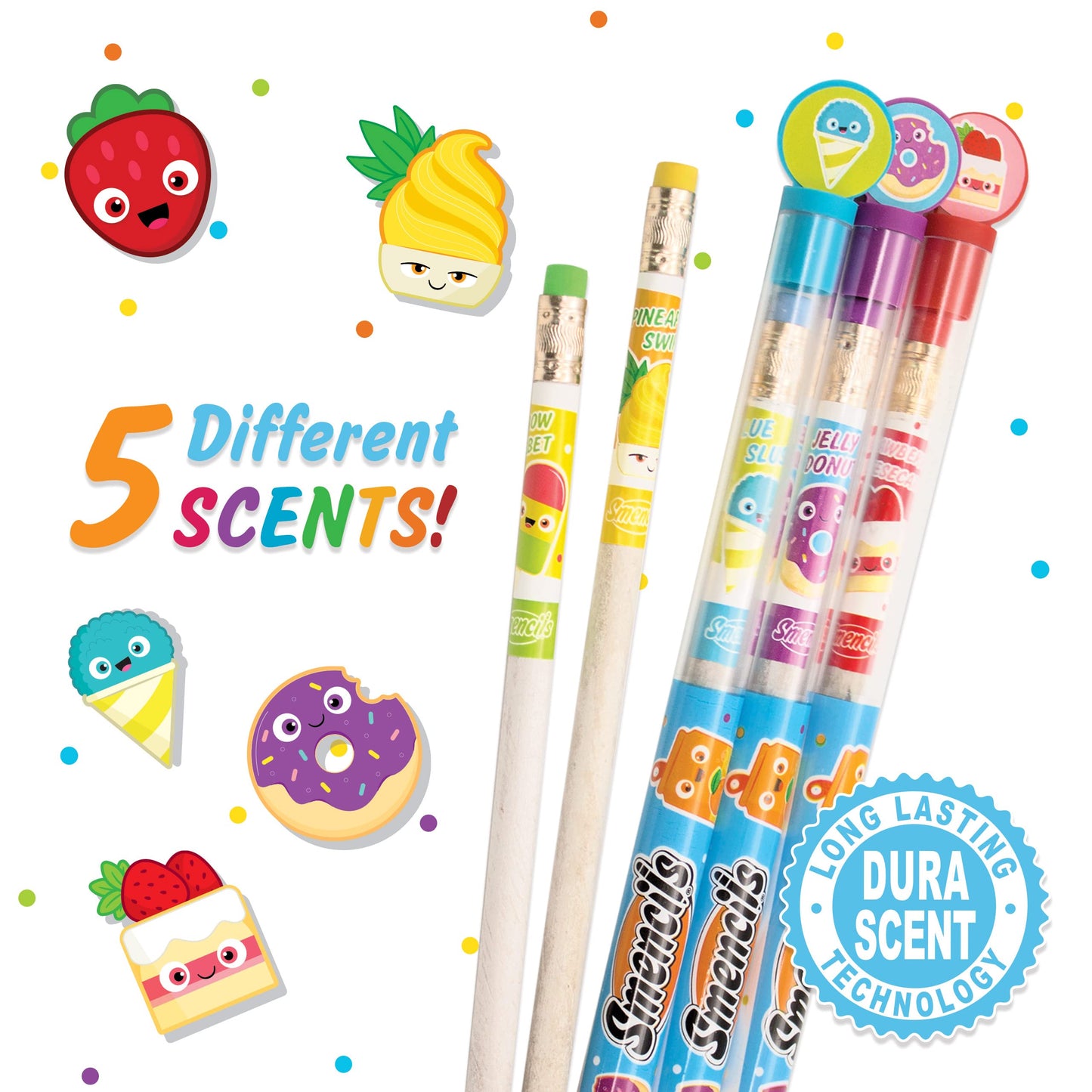 Set of 5 scented HB #2 graphite pencils