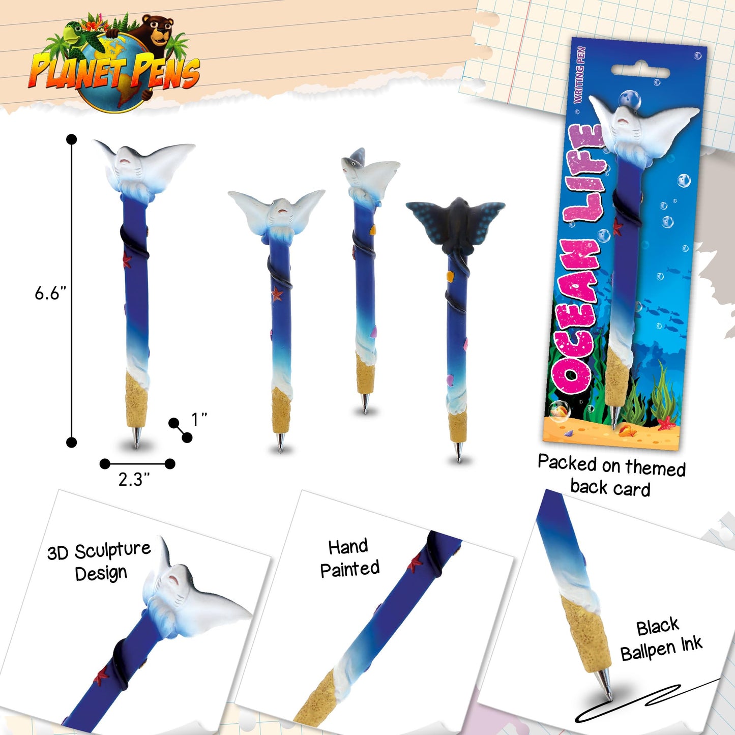 Colorful Stingray Pen for Kids and Adults