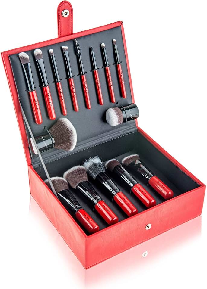 15-Piece Makeup Brush Set with Storage and Stand