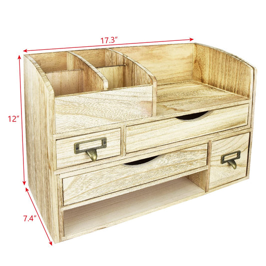 Large Wooden Desktop Organizer for Office Supplies