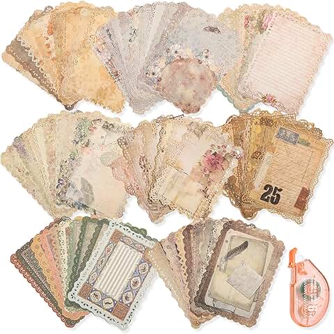 Vintage scrapbook paper with lace edges, 80 sheets
