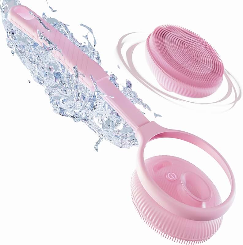Electric back and face scrubber with extendable handle