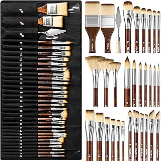 30-Piece Paint Brush Set with Spatula and Cloth Roll