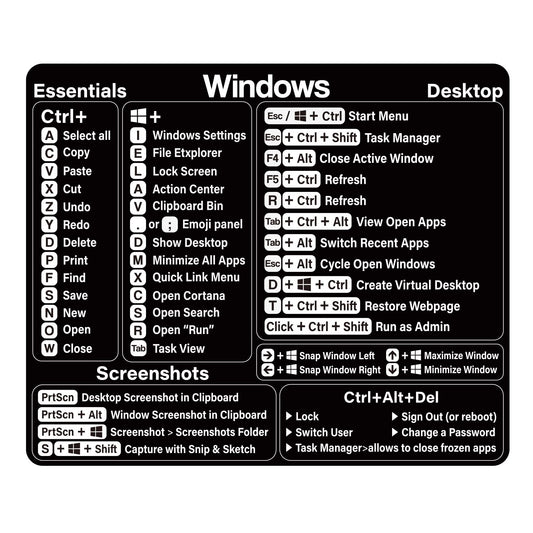 Black Windows Shortcut Vinyl Sticker for PC and Laptop