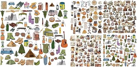 Five Packs of Vintage Junk Journal and Scrapbooking Stickers