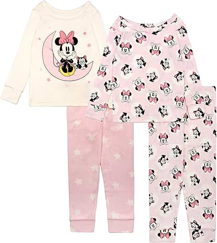 Girls' 4-Piece Soft Cotton Pajama Set